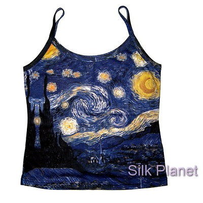 VINCENT VAN GOGH Starry Night Star Blue PAINTING TANK TOP SHIRT FINE 