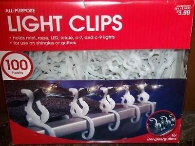 NEW 100 PC ALL PURPOSE LIGHT CLIPS/SHINGLE CLIPS CHRISTMAS DECORATIONS