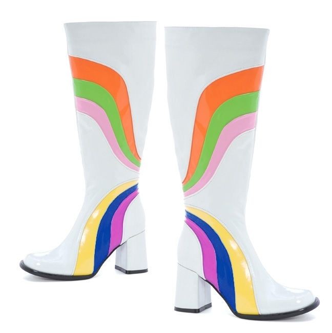 300 jiggy psychedelic funky white knee boots heels pump more