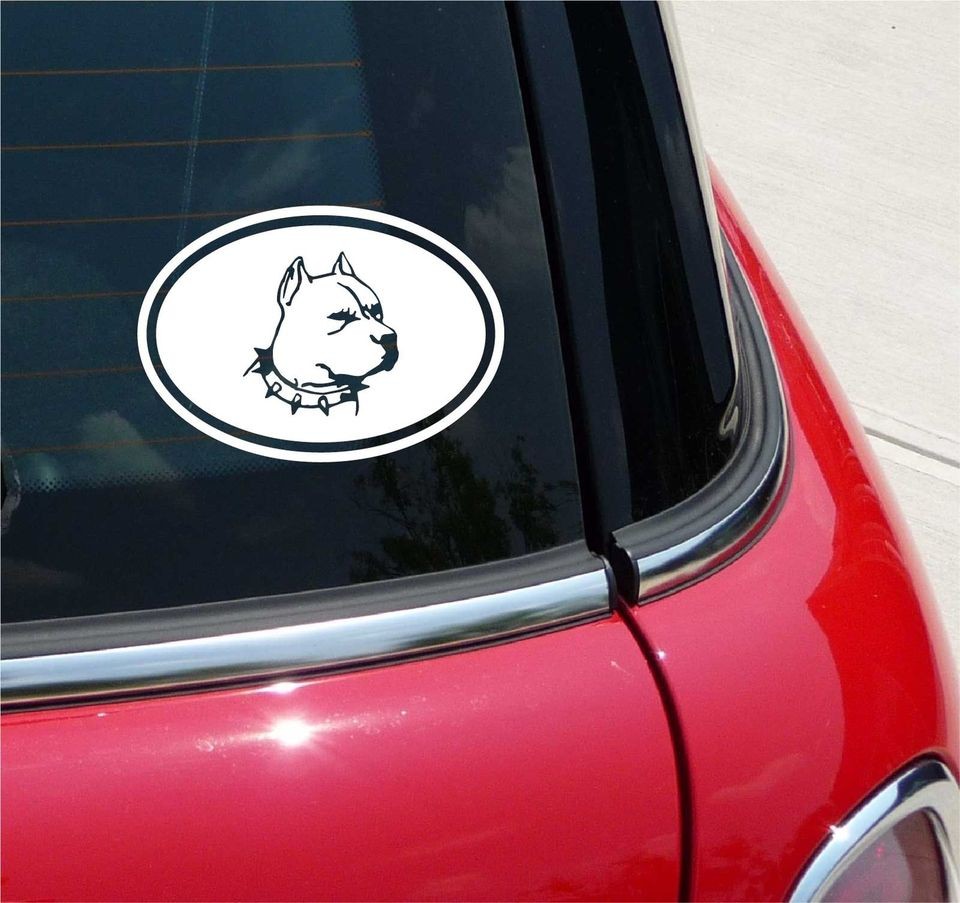 EURO OVAL PIT BULL FACE PITBULLS PITBULL GRAPHIC DECAL STICKER VINYL 