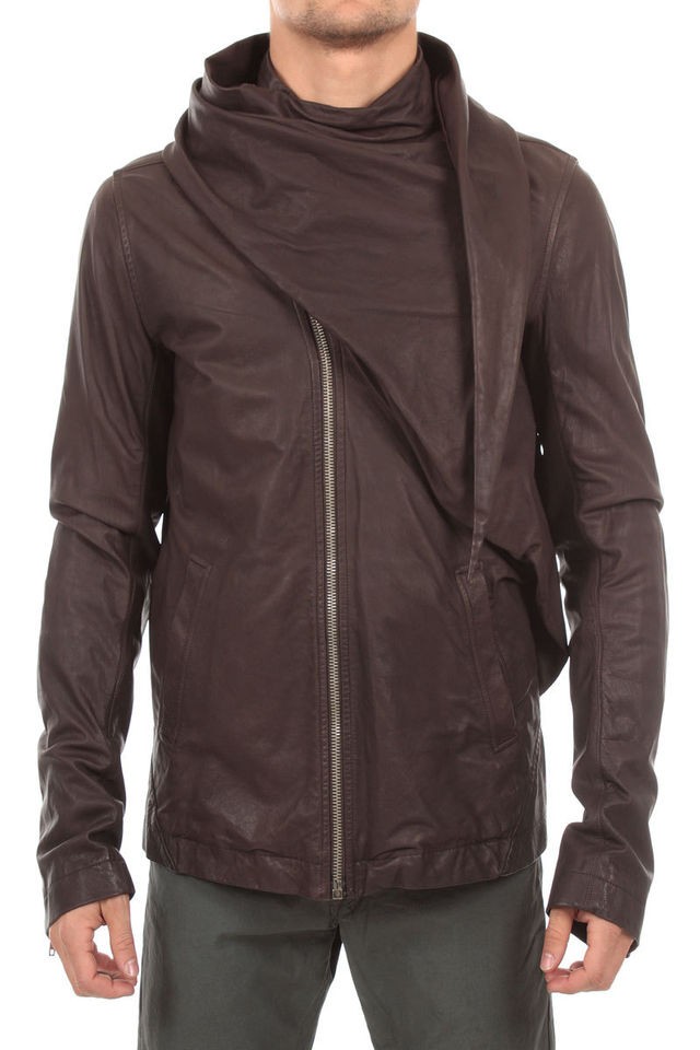 RICK OWENS New Man Leather Jacket WRAP BOMBER bitter RU8785/LI New 