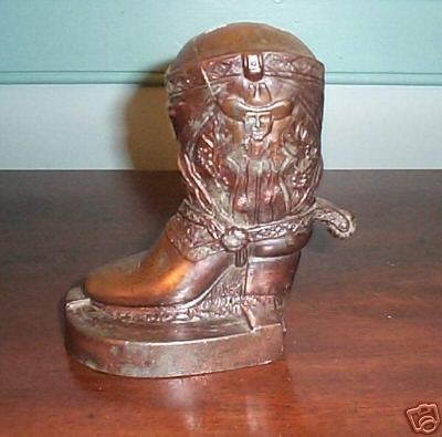 vintage cowboy boot bank on horshoe c 1950 expedited shipping