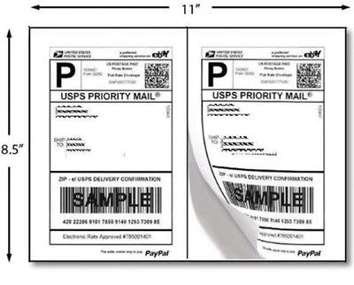 400  Shipping Labels Half Sheet 5.5 x 8.5 (fast priority mail 