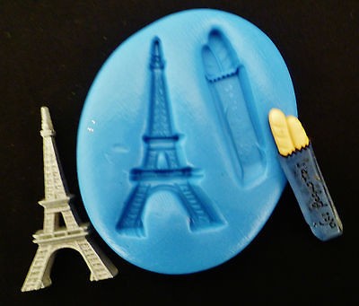 EIFFEL TOWER & FRENCH BAGUETTES SILICONE MOULD FOR CAKE TOPPERS ETC BY 