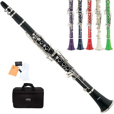 Mendini Black Blue Green Purple Red White Bb Clarinet +Case+CareKit+11 