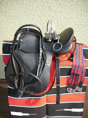 Newly listed 17 NEW BLACK ALL LEATHER JUMP ALL PURPOSE ENGLISH SADDLE 