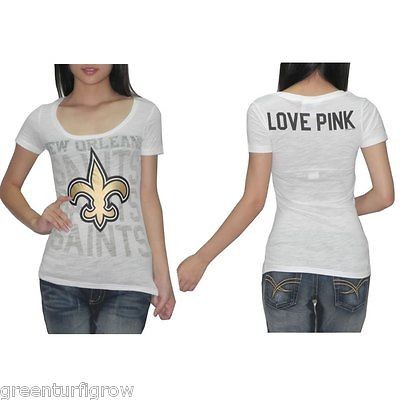 Pink Victorias Secret Womens NFL New Orleans SAINTS T Shirt   Medium 