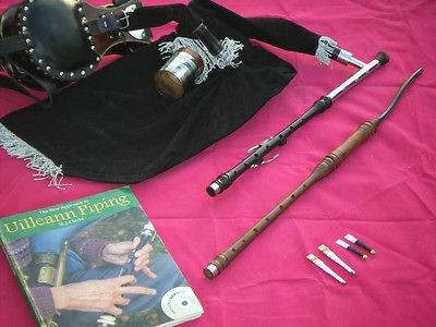 IRISH UILLEANN BAGPIPE PRACTICE SET AFRICAN BLACKWOOD 3 KEY CHANTER 