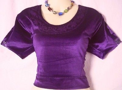 Violet Velvet STRETCH Blouse Top Sari Saree Petite Sports Style Hot 36 