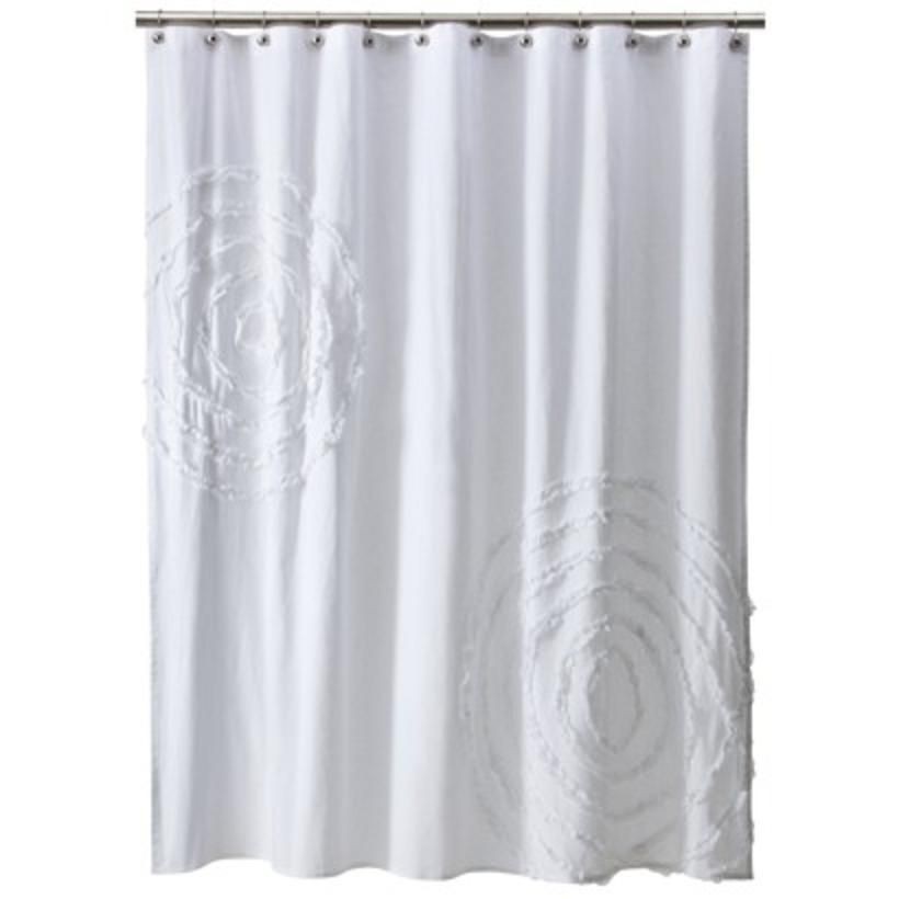 New Target Home Ruffle Shower Curtain White Cotton Romantic Country 