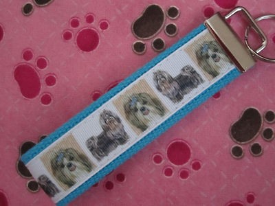 shih tzu dog puppy wristlet key chain fob free ship