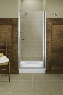   702406 L SH Bright Silver Frameless Pivot Shower Door   32.5 34 W x