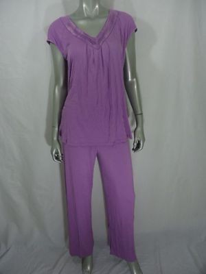 Midnight Carole Hochman Modal Stretchy Pajama Set PURPLE S nwot