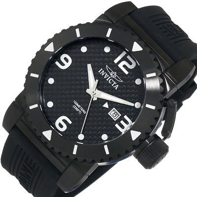 invicta mens sea hunter black dial rubber analog watch  75 