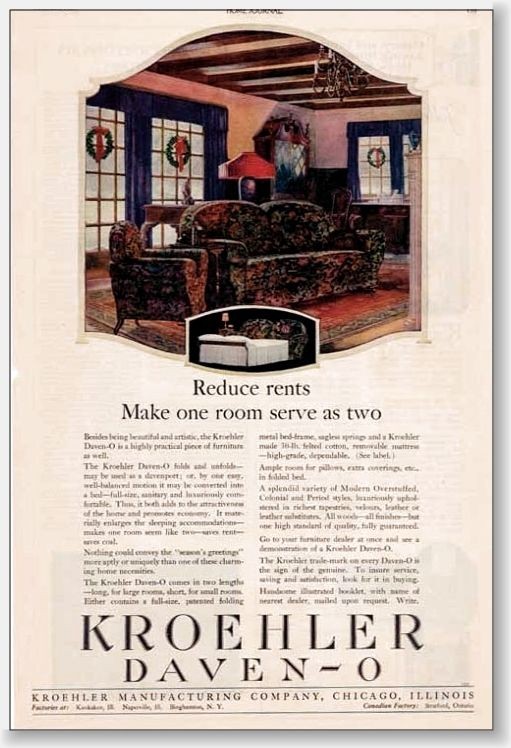 1920 kroehler daven o furniture vintage print ad time left