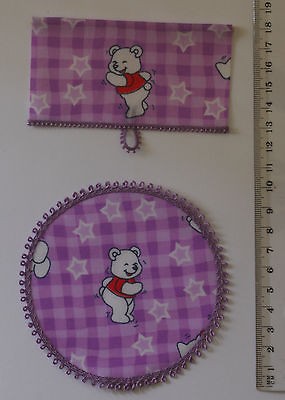   House 1/12 scale handmade purple teddy rug and roller blind set