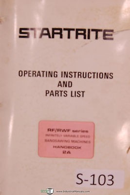 startrite operation instruc parts rf rwf bandsaw manual one day