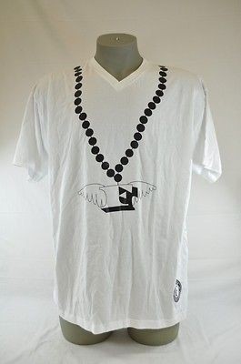 FEDERALE ROSARY WHITE BLACK COTTON GRAPHIC V NECK T SHIRT (164)