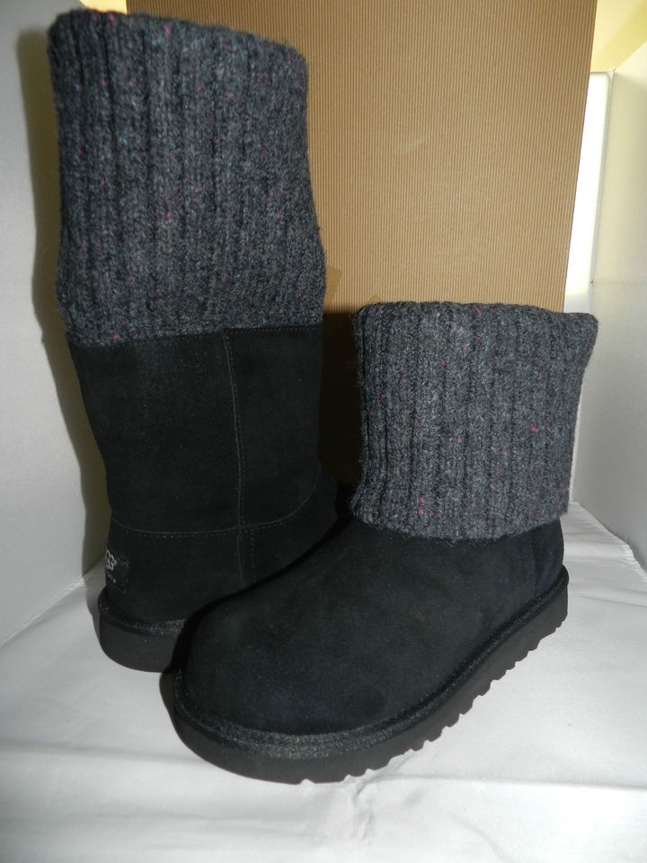 UGG Australia Shea Kids/Women 1001521 Black Suede 100% Authentic Brand 