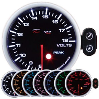 DEPO racing 52 mm Smoked 7 Color Volt Meter Gauge