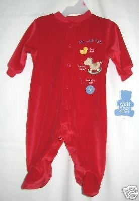 UNISEX NB 3M SWEET BRIGHT RED MY WISH LIST HOLIDAY SLEEPER NWT ~ COM