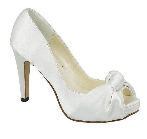   White Satin Pearl Couture Womens Wedding Evening Shoes size 3 7 8