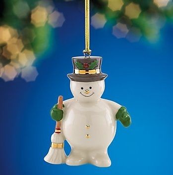 Lenox Sweepy Snowman with tophat and broom Christmas Ornament NEW IN 