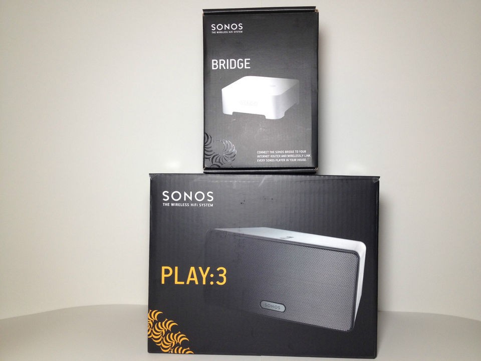 Sonos PACKAGE PLAY3 WHITE Wireless Speaker System + BR100 ZoneBridge 