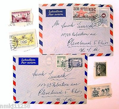 1950 60s CZECHOSLOVAKIA STAMPS STAMPED ENVELOPES CESKOSLOVENSKO PRAGA 