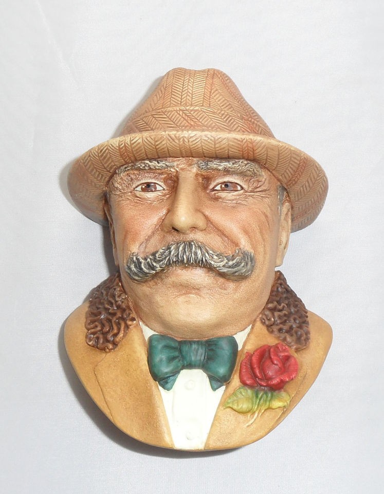 Authentic SQUIRE Bossons Chalkware Head Mask Wall Hanging Signed