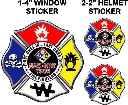 fire fighter haz mat tech window helmet decal time