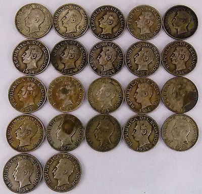 1934 ecuador 720 silver un sucre lot of 22 coins