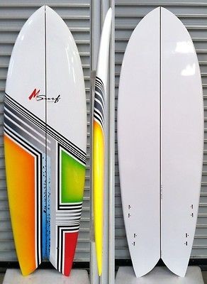   RETRO FISH SURFBOARD EPS CORE SWALLOW TAIL FCS FIN PLUGS QUADS NO FINS