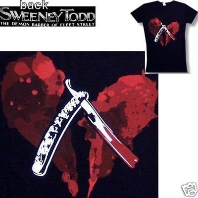 SWEENEY TODD BLOODY STRAIGHT RAZOR BABY DOLL GIRLS T SHIRT MEDIUM NEW