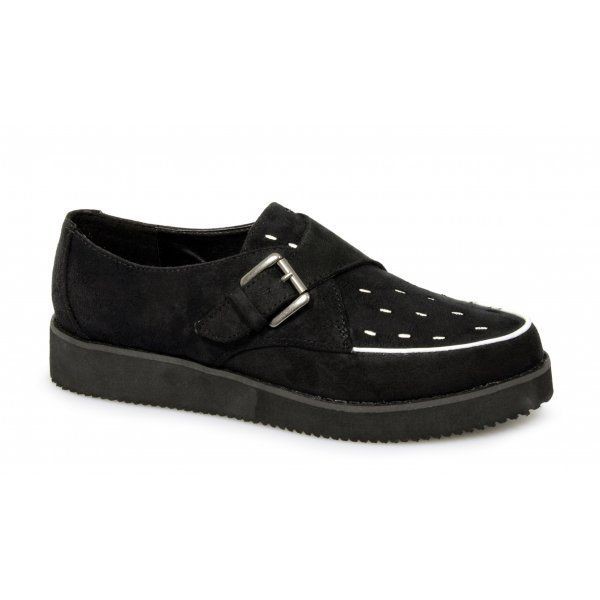   Faux Suede CREEPERS Platform Tuk Teddy Boy Buckle Shoes Black 3 8