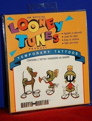 Marvin the Martian Temporary TATTOOS Looney Tunes Warner Bros. c.1992 