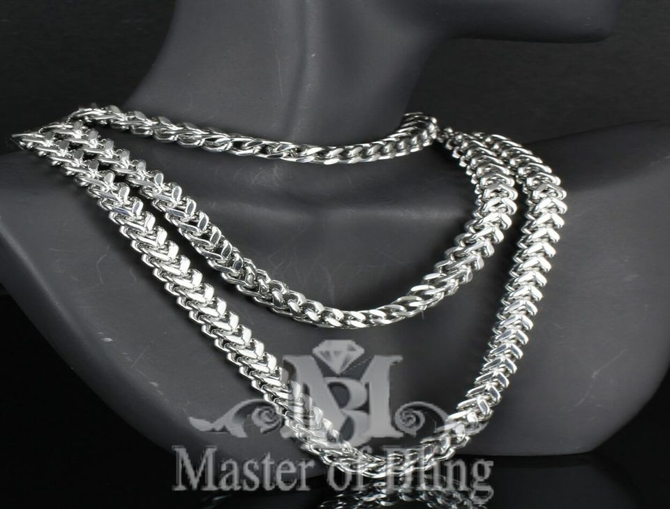 NEW 10K WHITE GOLD FINISH STAINLESS STEEL NECKLACE EXCLUSIVE DESIGNER 