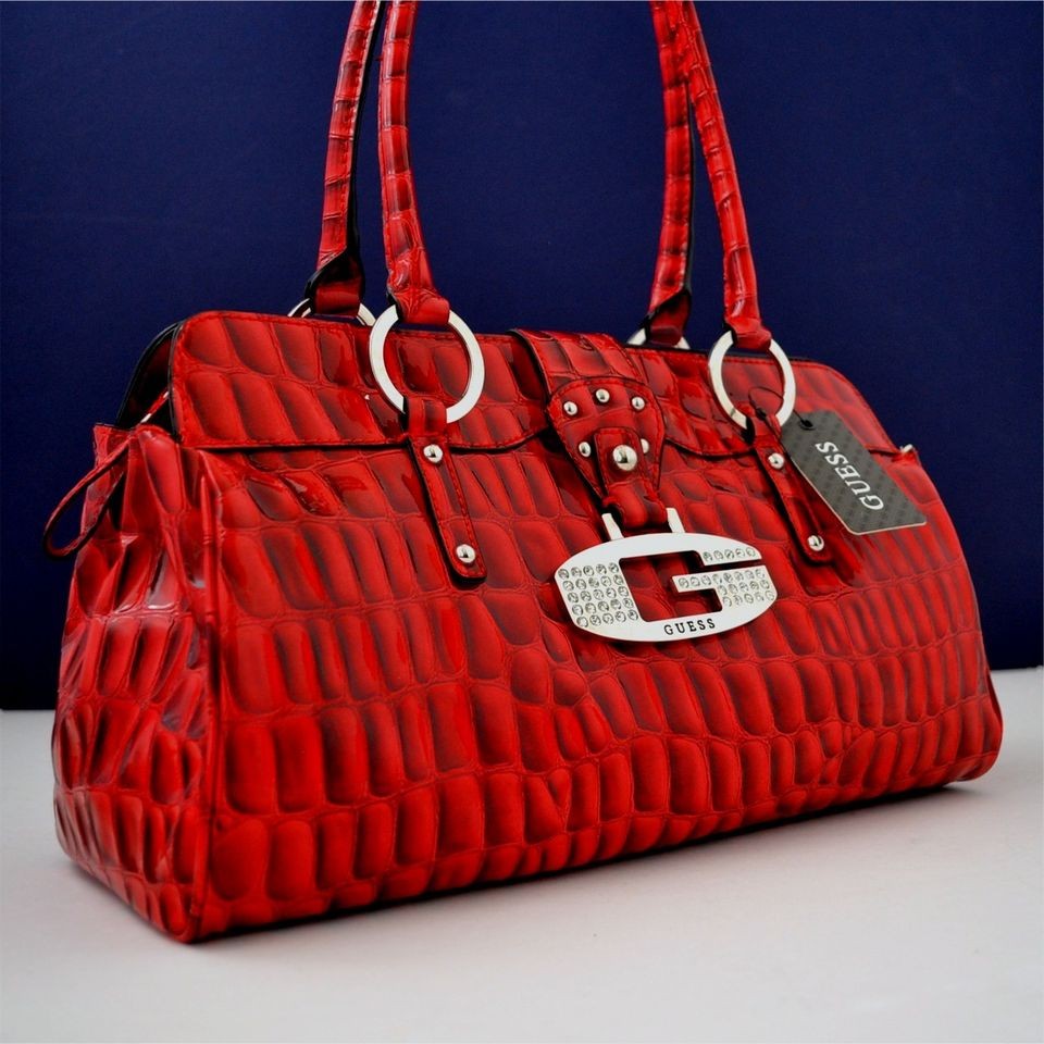 guess red teresa handbag purse satchel bag