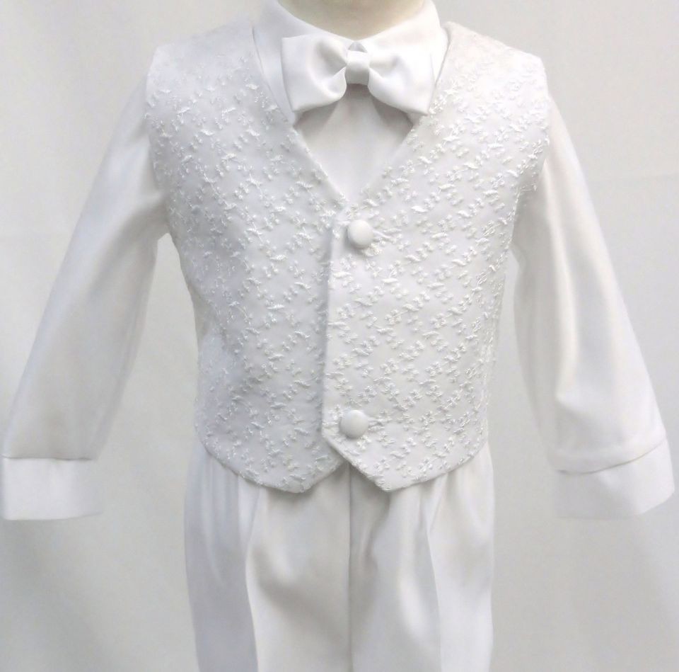 Infant Toddler Boy Christening Baptism White Suit Outfit size S M L XL 