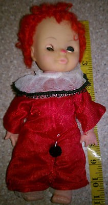   Doll Made in Hong Kong Red Hair Curls Pink nose Sleepy Eyes 11 in