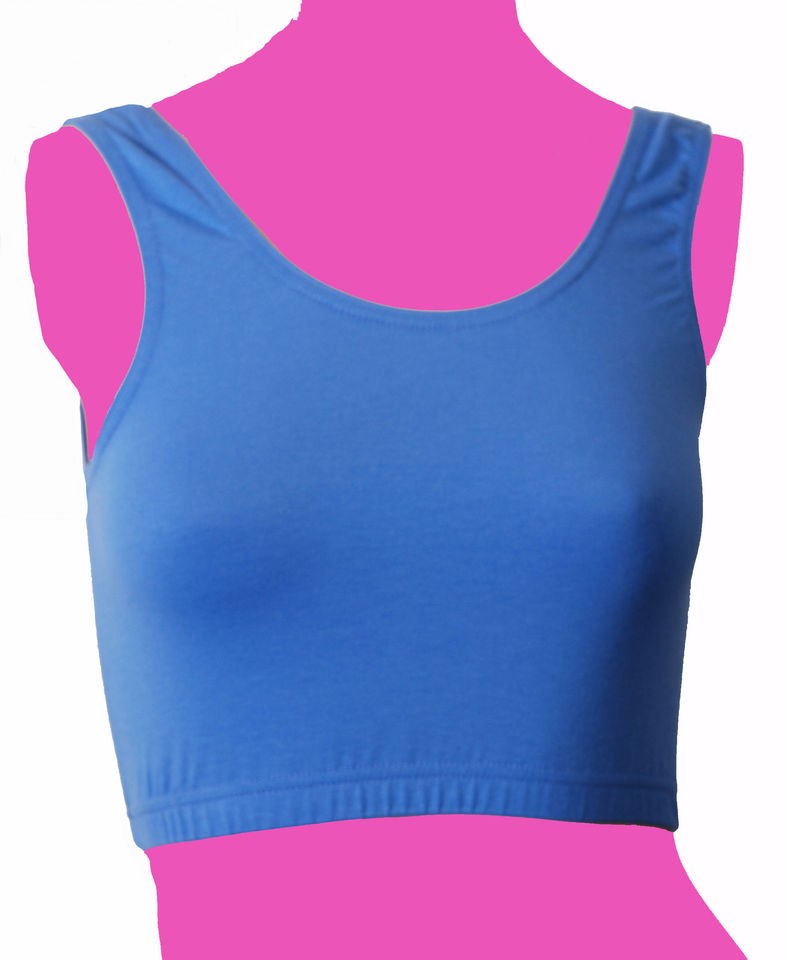 cornflower blue cotton lycra vest style crop top sale location