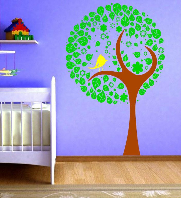 Lovely Large Tree Bird Flower Kids Bedroom Nursery Wall Stickers Decal 