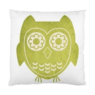 PRETTY GREEN OWL CUSHION CASE (ONE SIDE) DECORATIVE PILLOW BIRD