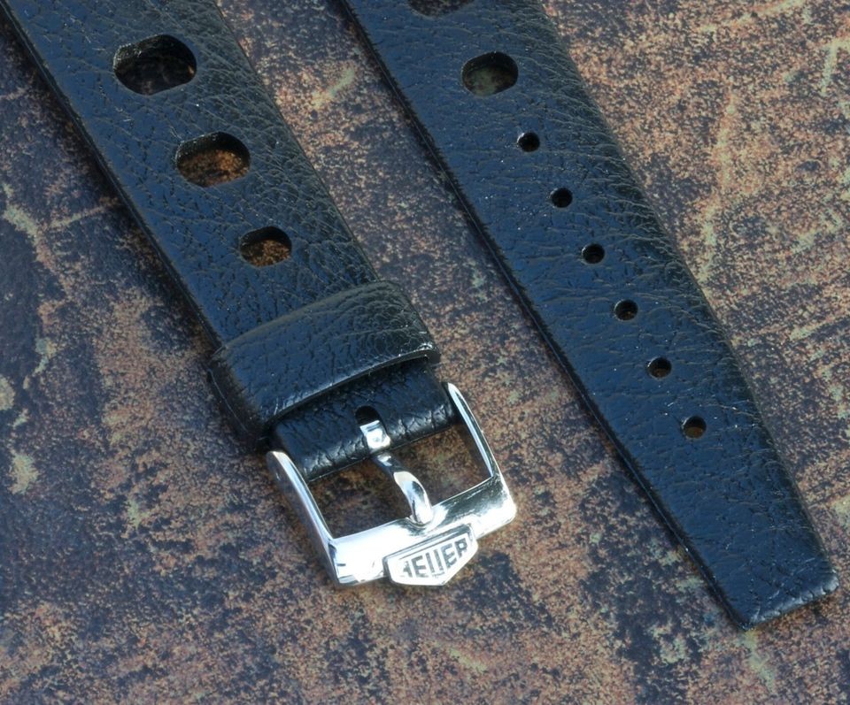 Heuer Camaro size Tropic Sport Swiss 19mm band with Heuer buckle