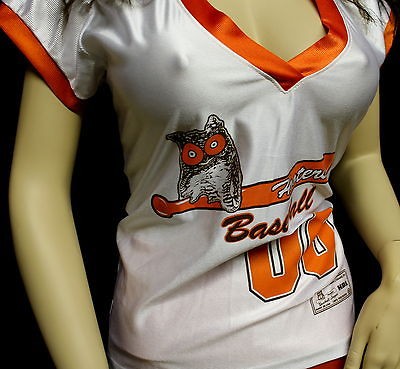 New Hooters Uniform Halloween Costume Baseball 00 Jersey Silky Orange 