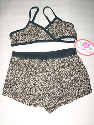 30 NWT girls 10 12 2pc animal print swimsuit boyshorts