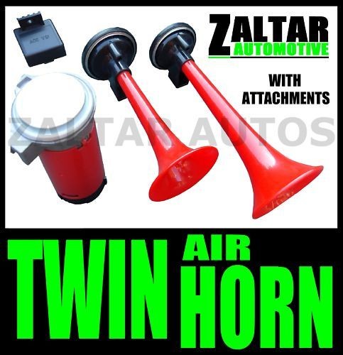twin dual air horn siren with compressor loud 12v car