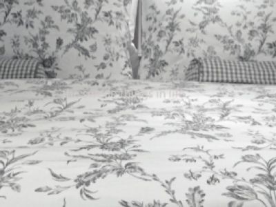 IKEA Cottage Gray French Floral Duvet Quilt Cover Full Queen Set 3pc 