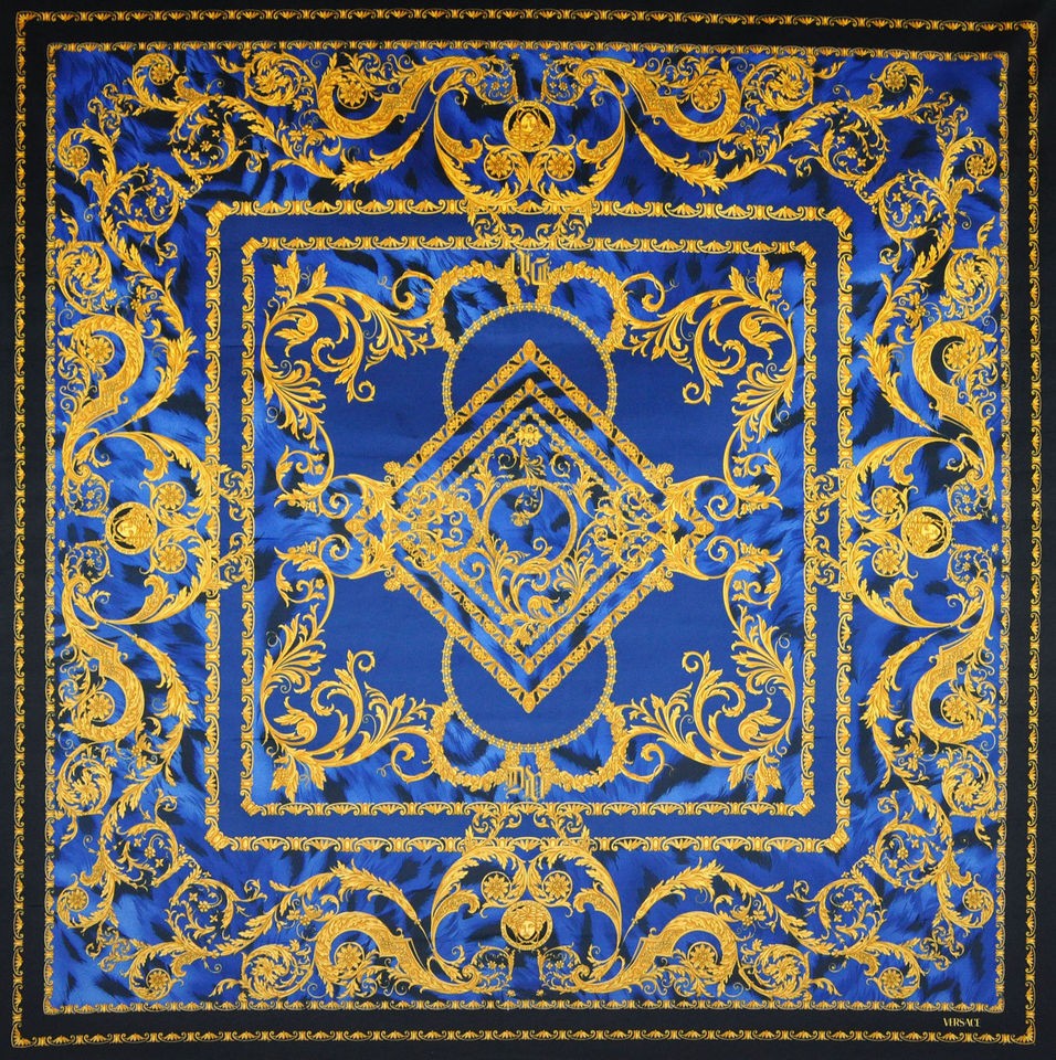 versace medusa blue tiger velvet fabric panel throw 54 from