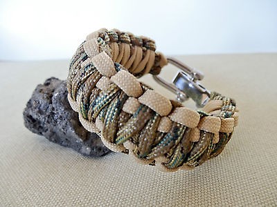 King Cobra ARMY Paracord Survival Bracelet  With Adjustable Shackle